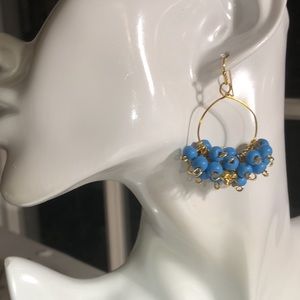 Wood bead cluster earrings